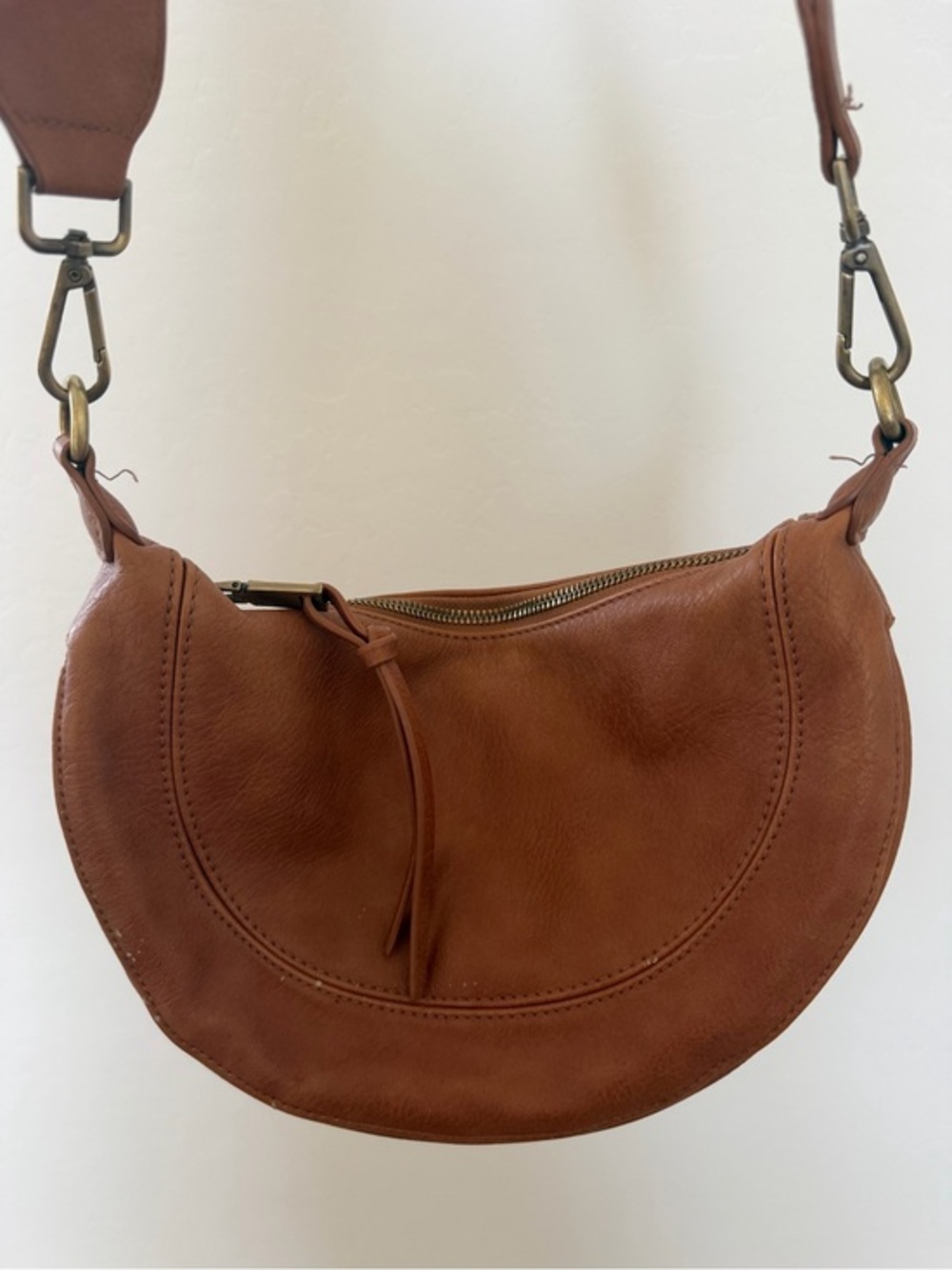 Anthropologie Crescent Leather Shoulder Bag in Brown